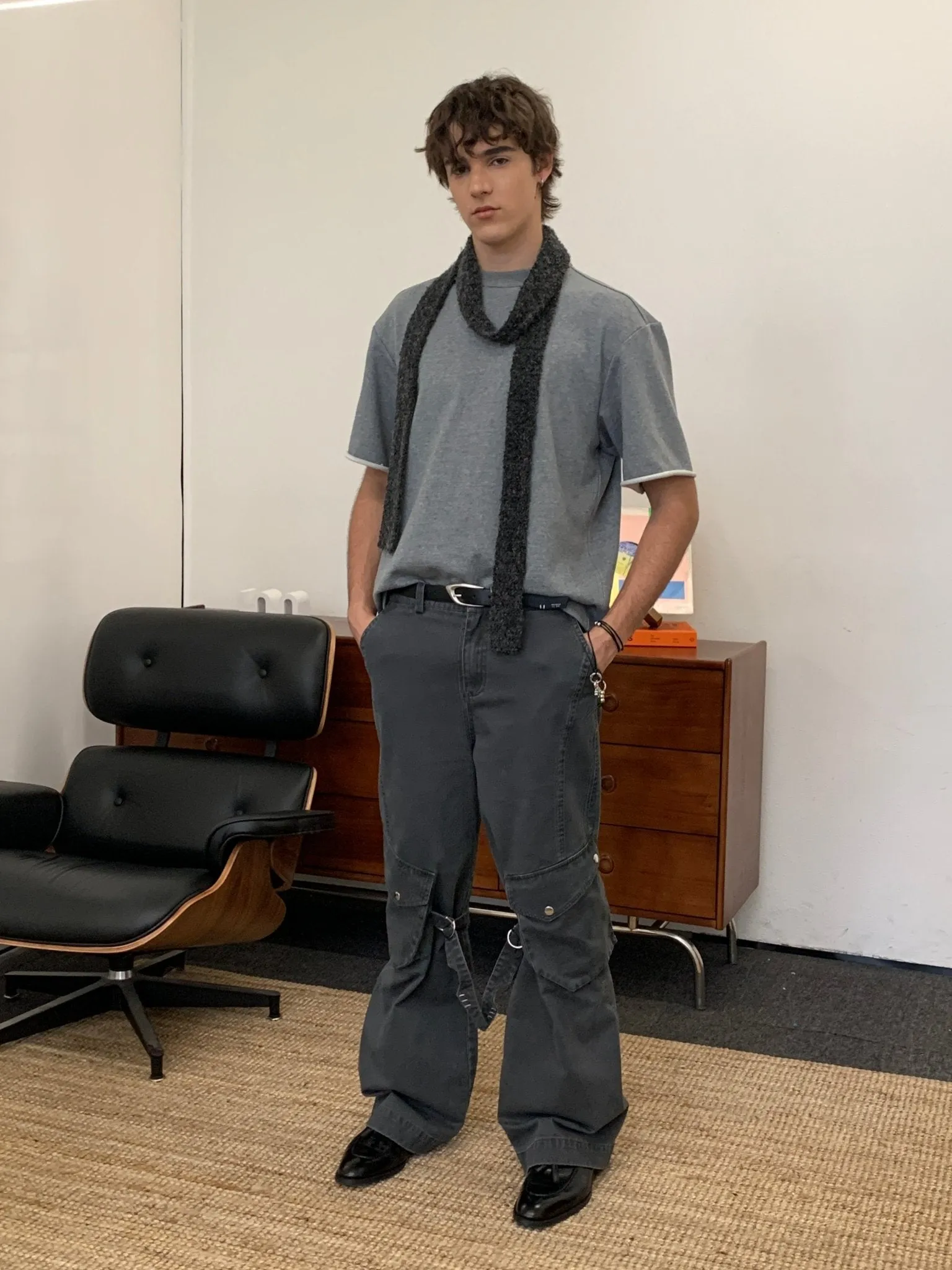 Standard Washed Cargo Pants in Dark Grey