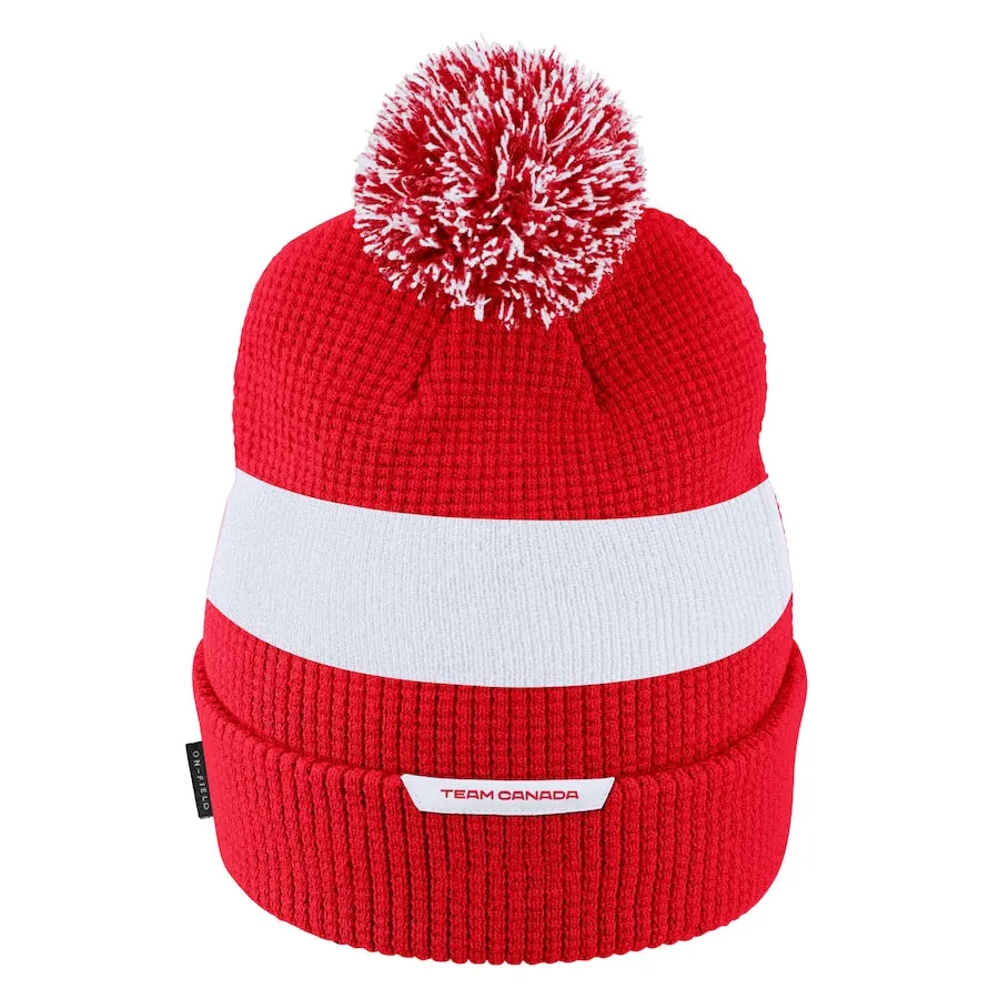 Team Canada Hockey Sideline Nike Cuffed Pom Knit Toque - Red/White