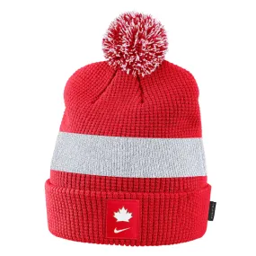 Team Canada Hockey Sideline Nike Cuffed Pom Knit Toque - Red/White