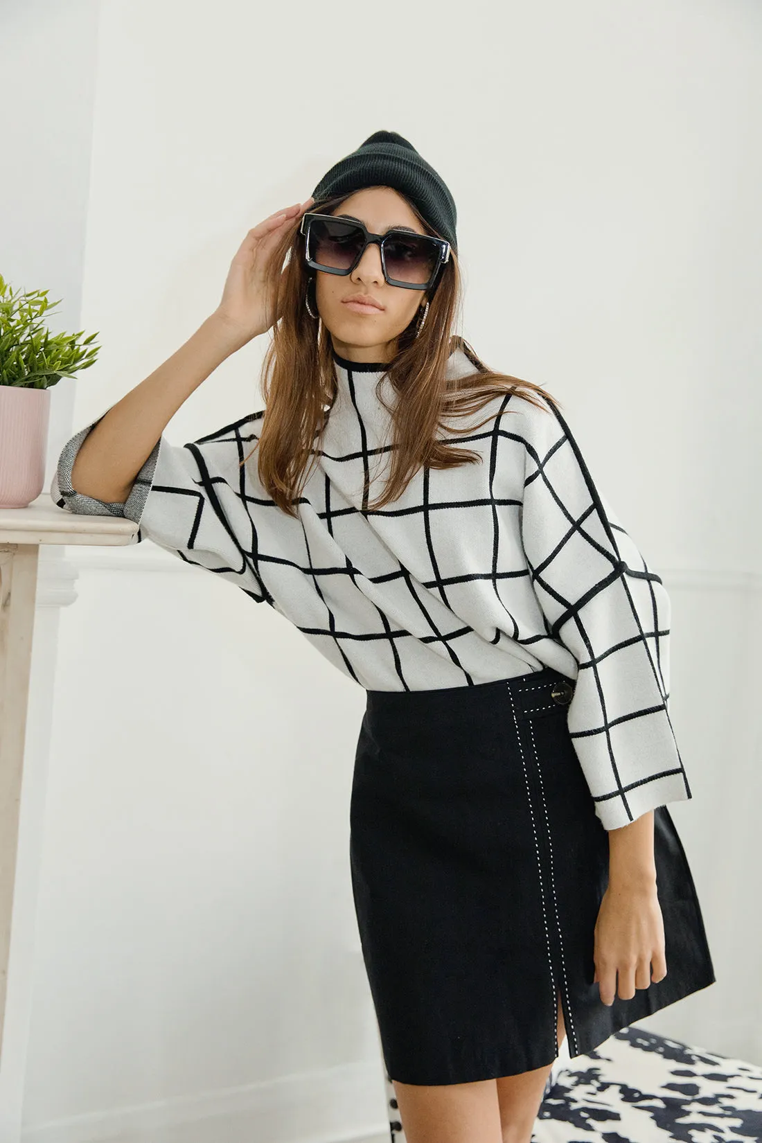 Topstitch Contrast Mini Skirt
