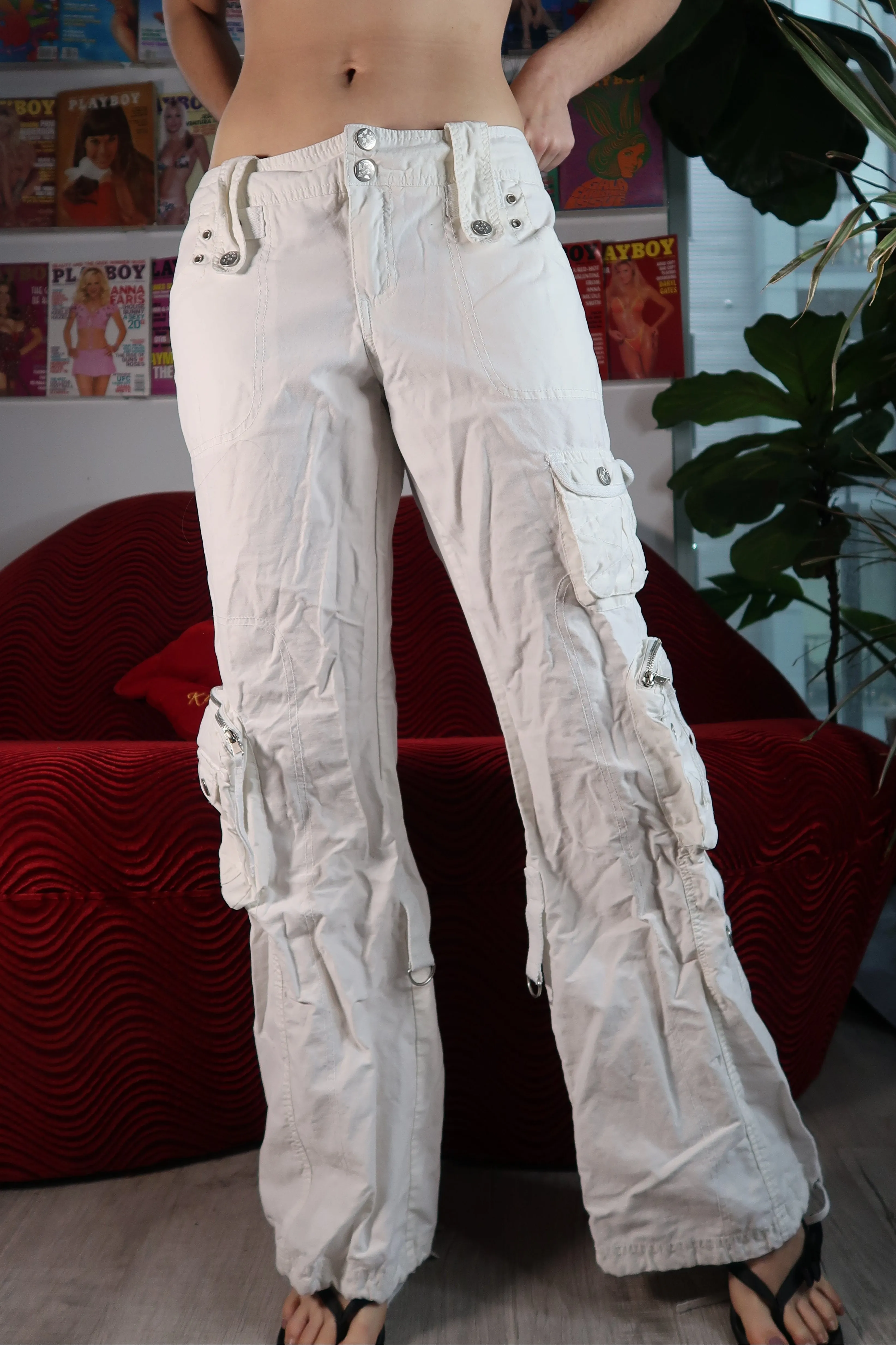 Vintage 2000s White Cargo Pants