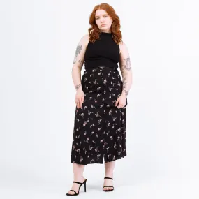 Vintage 90s Black Floral Maxi Skirt - Medium, 28"-32"