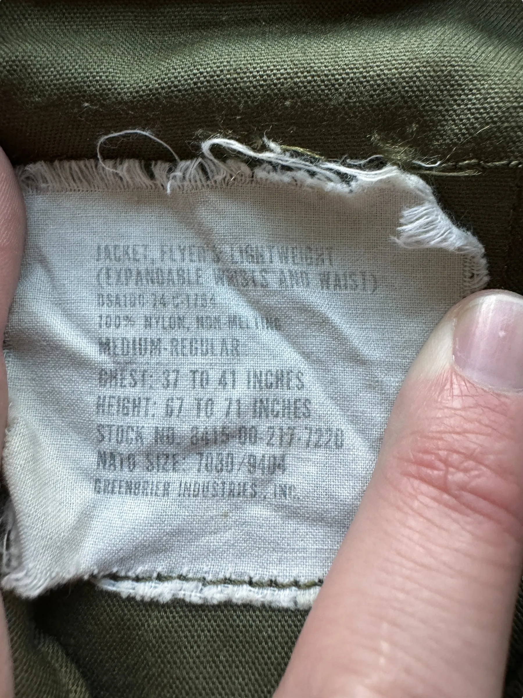 Vintage Military Lightweight Flyers Jacket SZ M