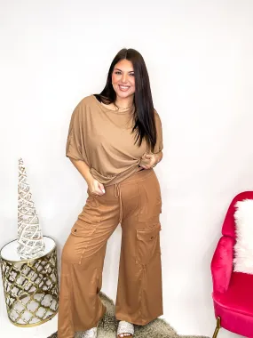 Wide Stride Cargo Pants in Mocha - Reg/Curvy - FINAL SALE