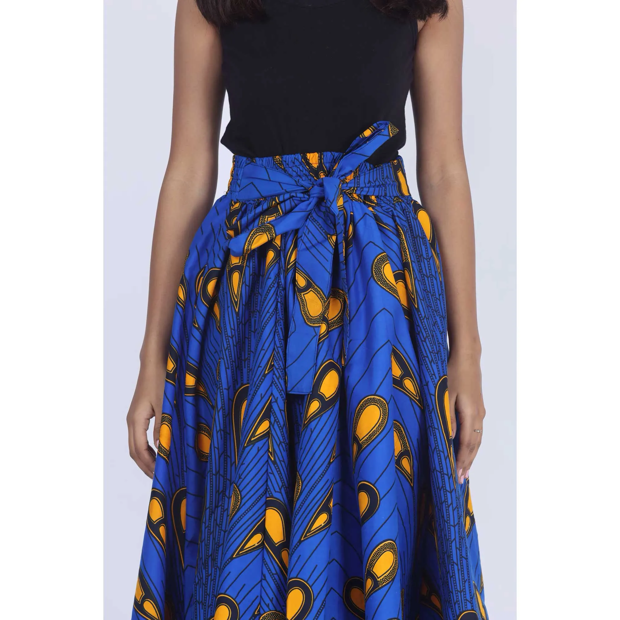 Women's Printed 8 Panel Maxi Skirt with Headwrap -- OM-40R