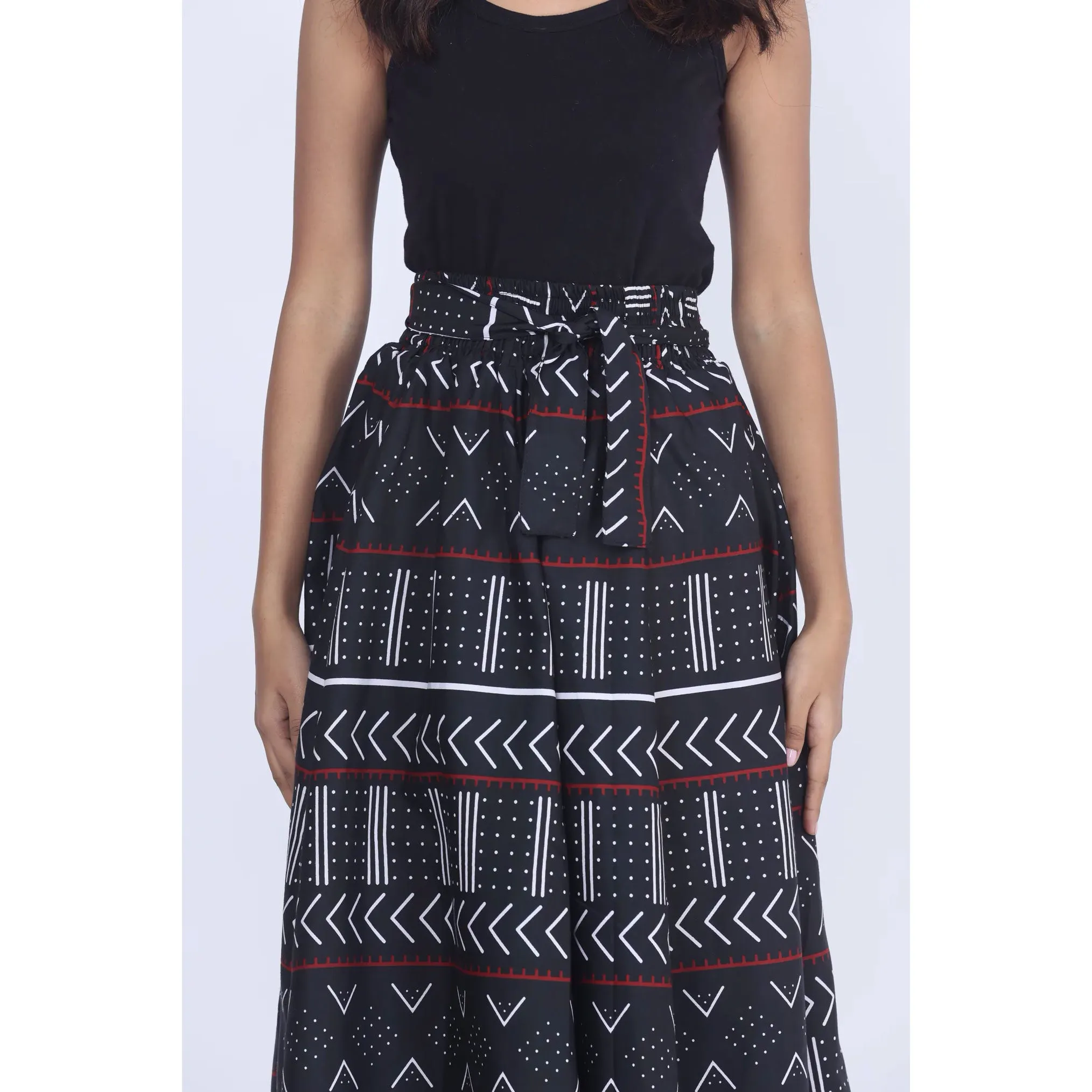 Women's Printed 8 Panel Maxi Skirt with Headwrap -- OM-40R