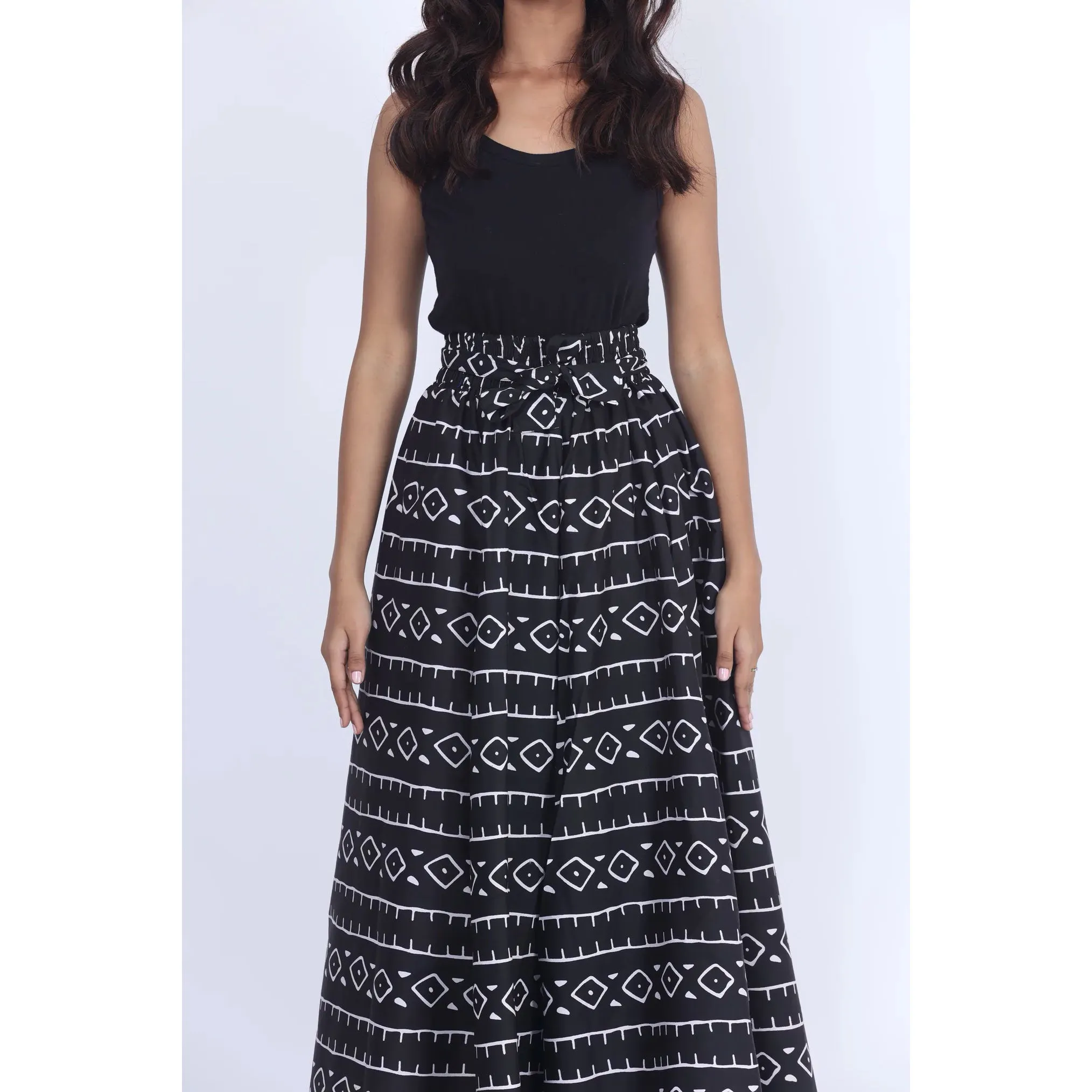 Women's Printed 8 Panel Maxi Skirt with Headwrap -- OM-40R
