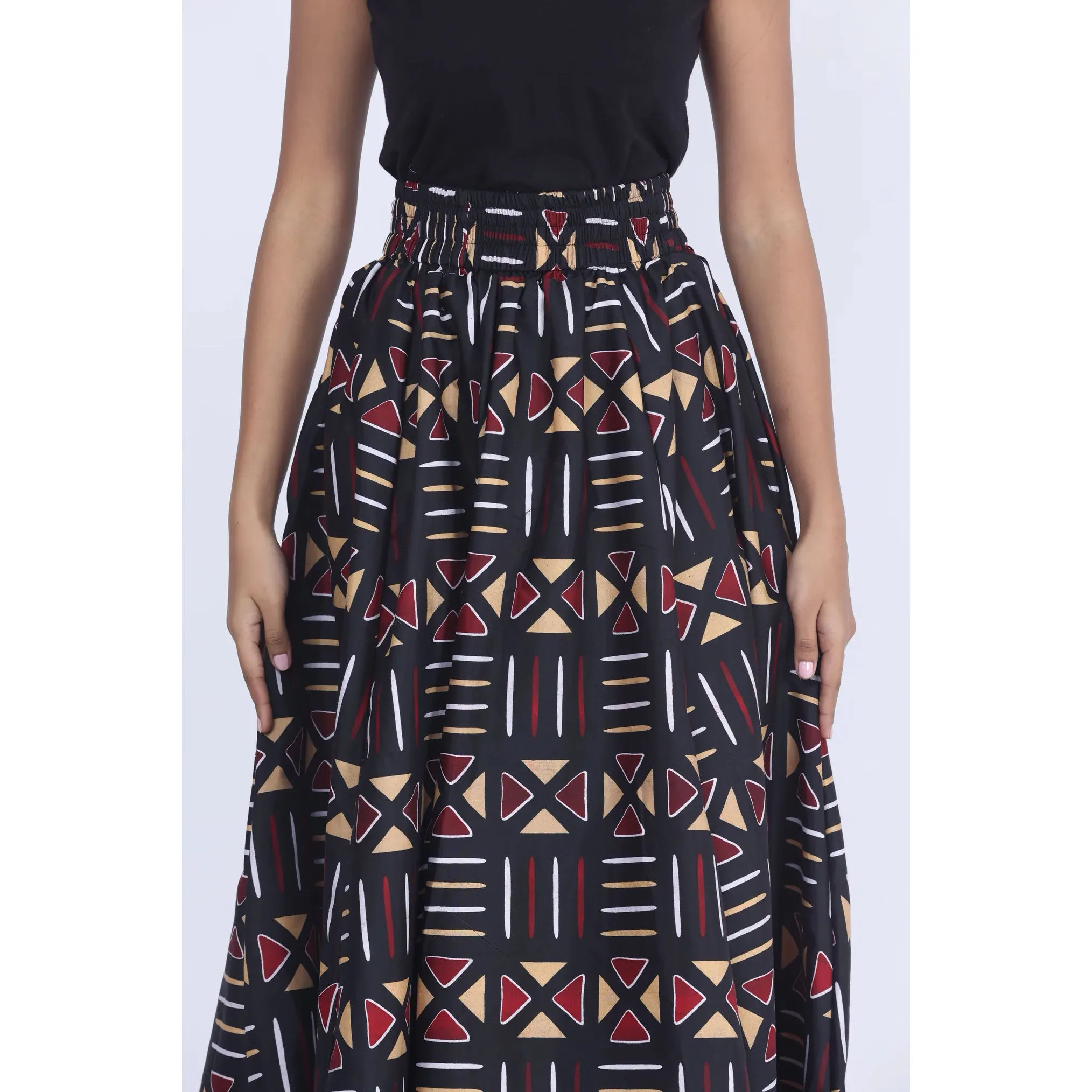 Women's Printed 8 Panel Maxi Skirt with Headwrap -- OM-40R