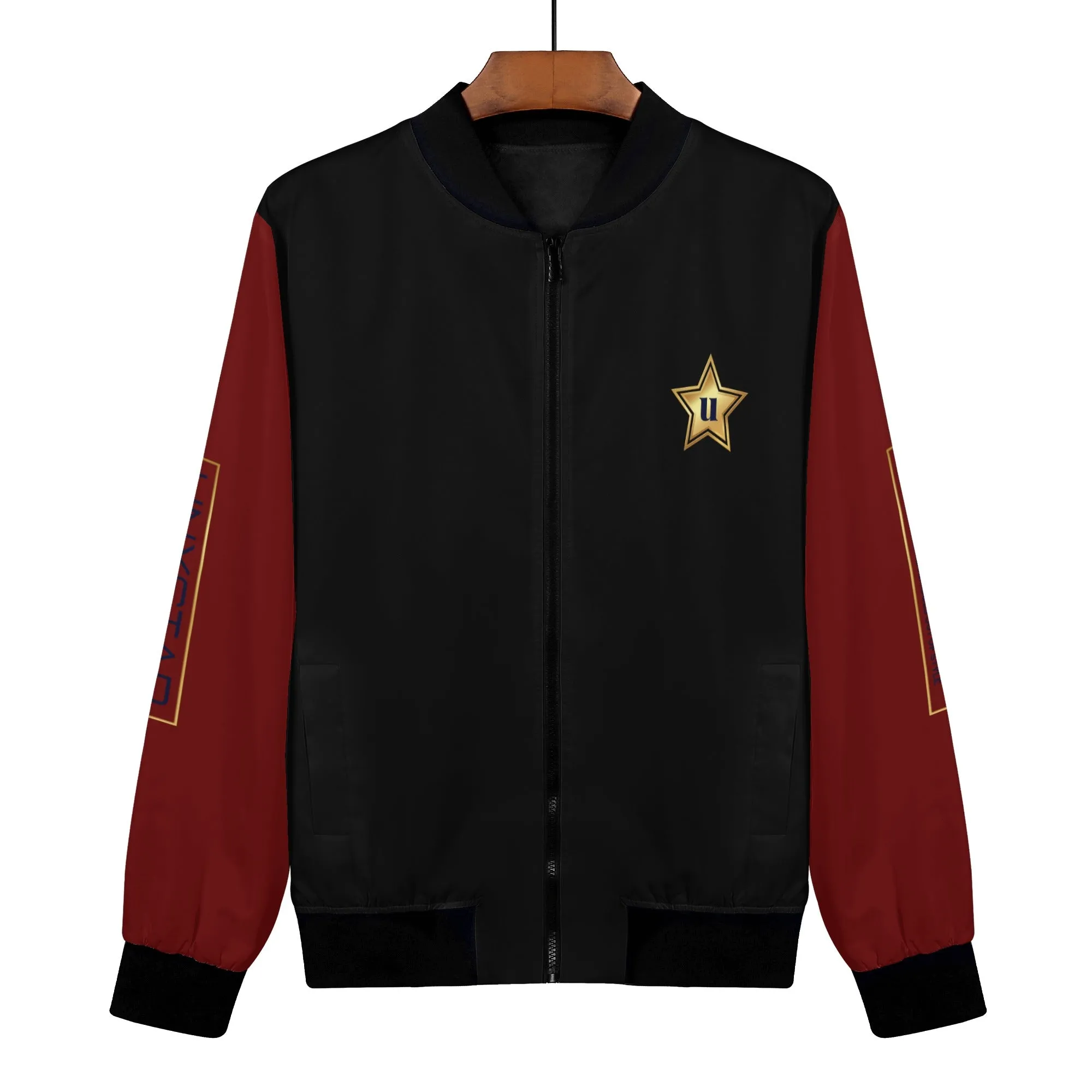 Womens Zip Up Print Bomber Jacket