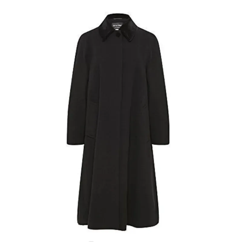 Wool Blend Oversized Velvet Trim Swing Coat