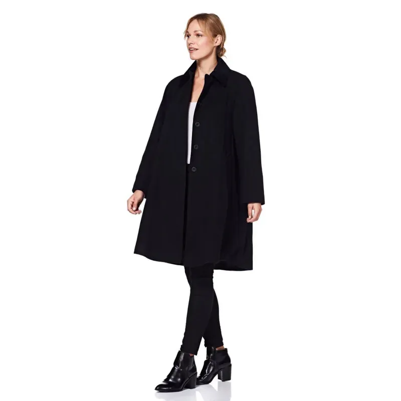 Wool Blend Oversized Velvet Trim Swing Coat